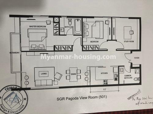 ミャンマー不動産 - 賃貸物件 - No.4502 - Furnished room in Sanchaung Garden Condominium for rent in Sanchaung! - floor plan