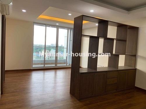 Myanmar real estate - for rent property - No.4508 - Furnished new condominium room in KBZ Tower for rent in Sanchaung! - living room view