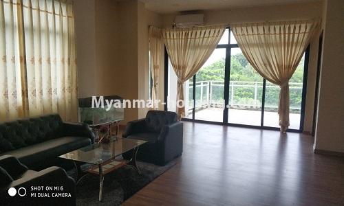 Myanmar real estate - for rent property - No.4512 - Half and three storey building with lift for office or residential option or for both in Yankin! - living room 1