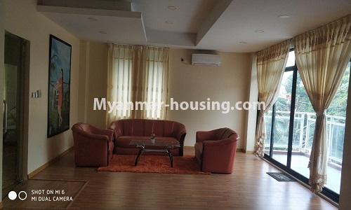 Myanmar real estate - for rent property - No.4512 - Half and three storey building with lift for office or residential option or for both in Yankin! - living room 2