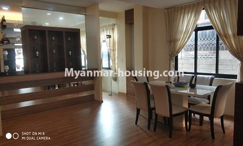 Myanmar real estate - for rent property - No.4512 - Half and three storey building with lift for office or residential option or for both in Yankin! - dining area