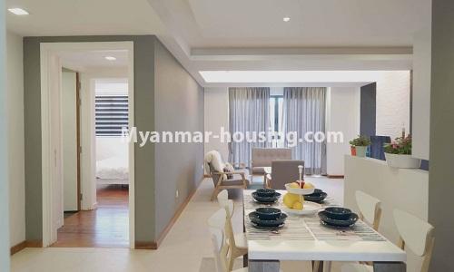 Myanmar real estate - for rent property - No.4514 - Well-decorated and Furnished Serene Condominium room for rent in South Okkalapa! - dining area and living room view