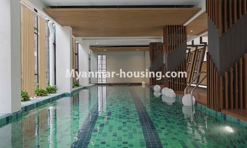 Myanmar real estate - for rent property - No.4514 - Well-decorated and Furnished Serene Condominium room for rent in South Okkalapa! - swimming pool view