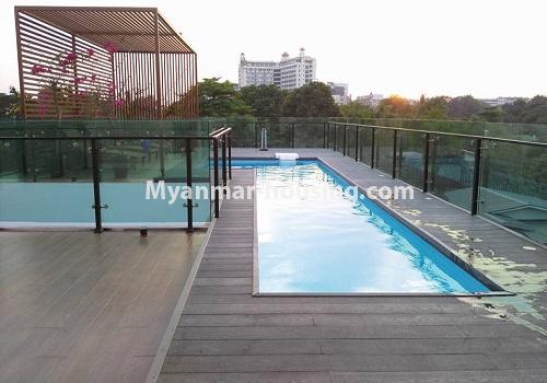 缅甸房地产 - 出租物件 - No.4517 - Half and three storey house with swimming pool, lift and full facilities for rent in 8 Mile, Mayangone! - swimming pool view on rooftop