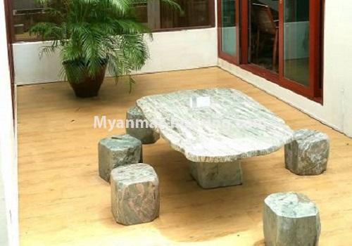 Myanmar real estate - for rent property - No.4517 - Half and three storey house with swimming pool, lift and full facilities for rent in 8 Mile, Mayangone! - recreational area