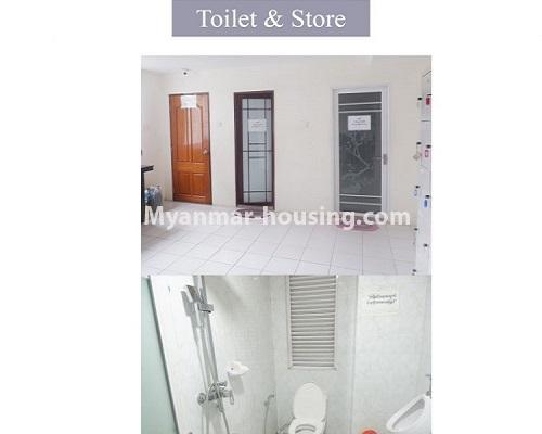 မြန်မာအိမ်ခြံမြေ - ငှားရန် property - No.4521 - Showroom ဖွင့်ချင်သူများအတွက် တောင်ဥက္ကလာ ရတနာလမ်းမပေါ်တွင် မြေညီအပါလေးလွှာတိုက်ခန်း ငှားရန်ရှိသည်။toilet and storeroom view