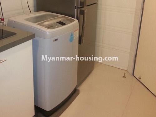 မြန်မာအိမ်ခြံမြေ - ငှားရန် property - No.4523 - သန်လျင်တွင် ပြင်ဆင်ပြီး ပရိဘောဂပါသော အိပ်ခန်းနှစ်ခန်းပါသော ကွန်ဒိုခန်း ငှားရန်ရှိသည်။washing machine and fridge