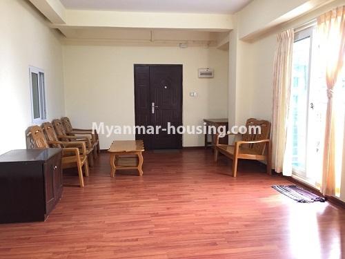Myanmar real estate - for rent property - No.4525 - Three bedroom condo room near Hledan Junction in Kamaryut! - living room view