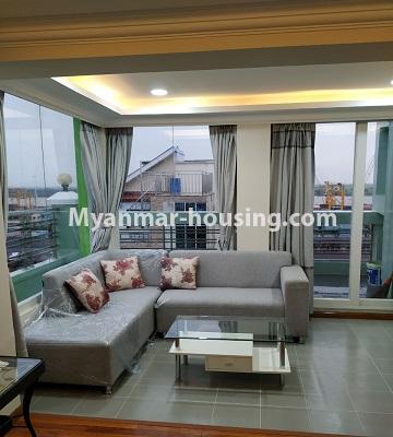 Myanmar real estate - for rent property - No.4526 - Penthouse with amazing river view and town view for rent in Ahlone! - living room view
