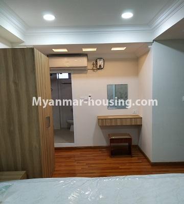 Myanmar real estate - for rent property - No.4526 - Penthouse with amazing river view and town view for rent in Ahlone! - bathroom view in master bedroom