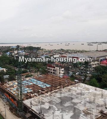 Myanmar real estate - for rent property - No.4527 - Two bedroom condominium room for rent in Botahtaung Time Square! - river view from balcony