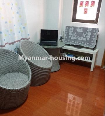 Myanmar real estate - for rent property - No.4529 - Decorated apartment room for rent near Gwa market, Sanchaung! - living room area