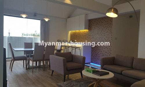 Myanmar real estate - for rent property - No.4530 - Residential Serviced Pent House Room for rent in Bahan! - living room view