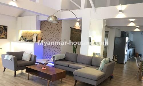 Myanmar real estate - for rent property - No.4530 - Residential Serviced Pent House Room for rent in Bahan! - another living room view