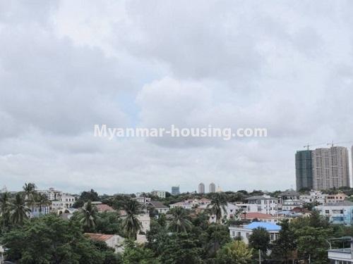 Myanmar real estate - for rent property - No.4536 - New and well-decorated  Aung Chan Thar Condominium room with full furniture for rent in Yankin! - outside view from balcony