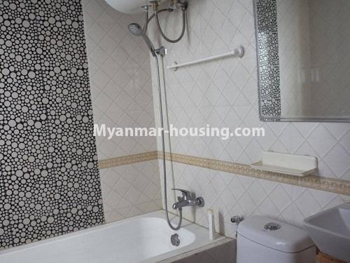 Myanmar real estate - for rent property - No.4536 - New and well-decorated  Aung Chan Thar Condominium room with full furniture for rent in Yankin! - bathroom