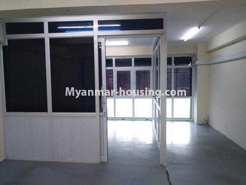 Myanmar real estate - for rent property - No.4537 - Ground floor with full mezzanine in Bo Yar Nyunt Street, Dagon! - upstairs room partition view
