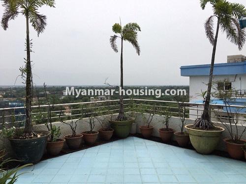 မြန်မာအိမ်ခြံမြေ - ငှားရန် property - No.4540 - မရမ်းကုန်း ၉ မိုင်တွင် ရန်ကုန်တစ်မြို့လုံးဗျူးကိုမြင်ရသော နှစ်ထပ်ပါ အပေါ်ဆုံးလွှာ ငှားရန်ရှိသည်။ patio view