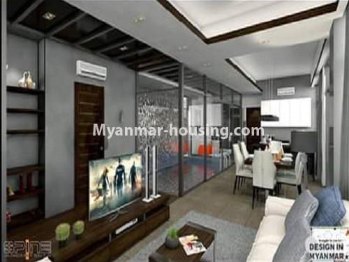 ミャンマー不動産 - 賃貸物件 - No.4543 - New Modern Landed House with swimming pool and gym in the compound for rent in Thin Gann Gyun! - another living room view
