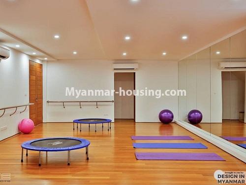 Myanmar real estate - for rent property - No.4543 - New Modern Landed House with swimming pool and gym in the compound for rent in Thin Gann Gyun! - gym area