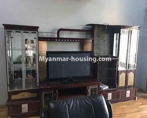 မြန်မာအိမ်ခြံမြေ - ငှားရန် property - No.4547 - အလုံ တိုင်း(မ်) မင်းရဲကျော်စွာကွန်ဒိုတွင် ပရိဘောဂပါသော အခန်းငှားရန်ရှိသည်။another view of living room