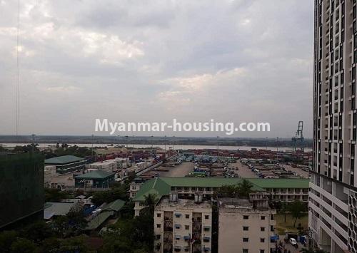 Myanmar real estate - for rent property - No.4549 - Furnished Condominium room with reasonable price and amazing views for rent in Ahlone! - river view from balcony 