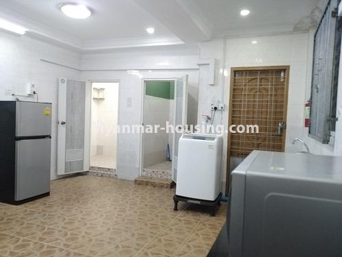 Myanmar real estate - for rent property - No.4550 - Furnished Kyaw City condominium room for rent in the Yangon Downtown Area! - another view of kitchen area