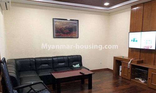 Myanmar real estate - for rent property - No.4558 - Kan Yeik Thar Condo near Kan Daw Gyi Park for rent in Mingalar Taung Nyunt! - livnig room view