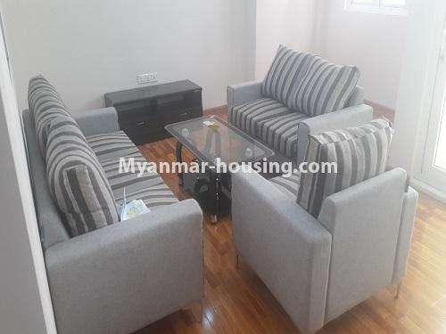 Myanmar real estate - for rent property - No.4561 - Furnished Mini Condominium room for rent near Junction City, Pabedan! - living room view