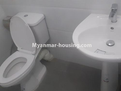 Myanmar real estate - for rent property - No.4561 - Furnished Mini Condominium room for rent near Junction City, Pabedan! - common toilet view