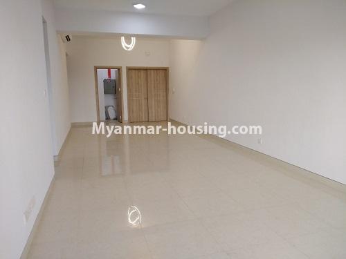 Myanmar real estate - for rent property - No.4564 - Hill Top Vista condominium room with river and Thakhin Mya Park view for rent in Ahlone! - another view of living room and maindoor