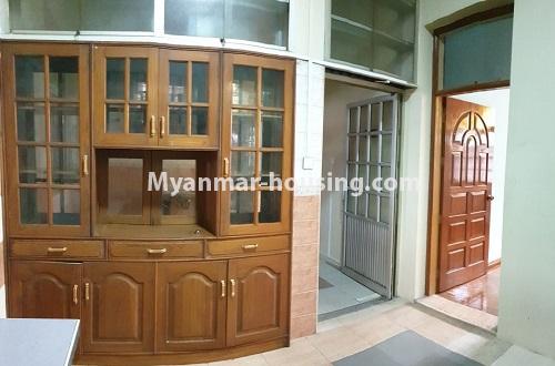 Myanmar real estate - for rent property - No.4565 - Landed house with swimming pool, near Waizayanta Road in South Okkalapa! - downstairs backside view