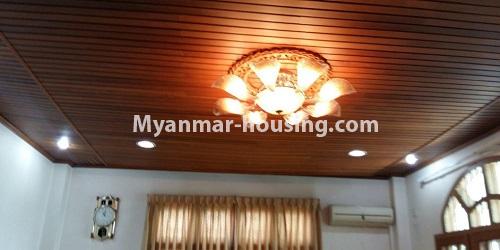 Myanmar real estate - for rent property - No.4579 - Four storey landed house for office or company for rent near Tarmway Ocean! - ceiling view