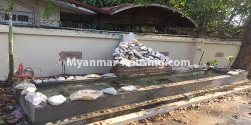Myanmar real estate - for rent property - No.4580 - Nice landed house for rent in Shwe Pyi Thar! - small fish fond view