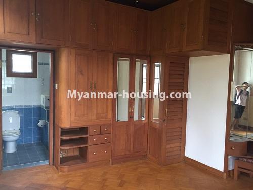Myanmar real estate - for rent property - No.4581 - Half and two storey landed with four bedrooms for rent near Kandawgyi Park, Bahan! - master bedroom 1