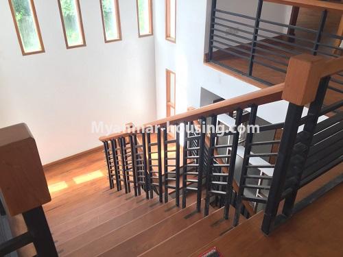 Myanmar real estate - for rent property - No.4581 - Half and two storey landed with four bedrooms for rent near Kandawgyi Park, Bahan! - stair view