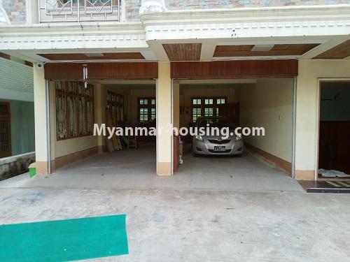Myanmar real estate - for rent property - No.4583 - Furnished half and two storey landed house for rent in North Dagon! - car garage view