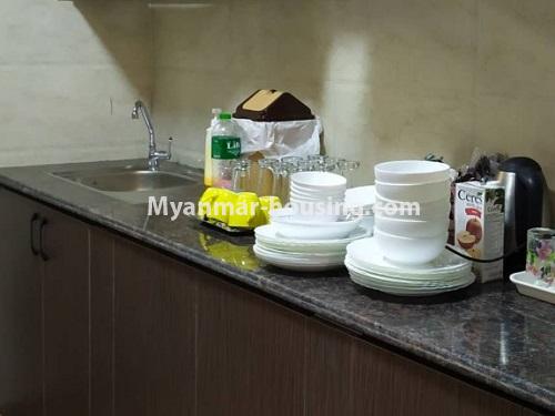 Myanmar real estate - for rent property - No.4600 - Fully furnished condominium room for rent in 7 mile, Mayangone! - another view of kitchen
