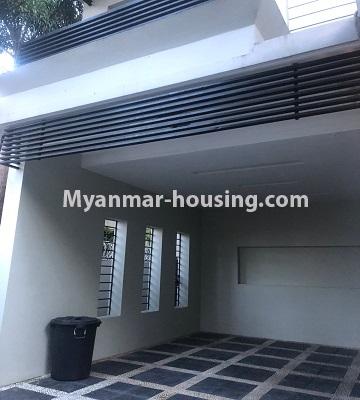 Myanmar real estate - for rent property - No.4605 - Furnished three storey landed house with 5 bedrooms for rent in Golden Valley, Bahan! - garage view