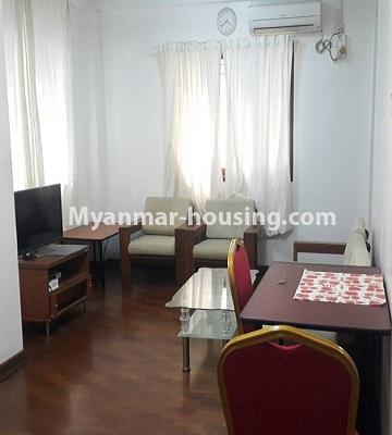 မြန်မာအိမ်ခြံမြေ - ငှားရန် property - No.4606 - ရန်ကင်း ဝါဝါ၀င်း အိမ်ရာတွင် ပရိဘောဂပါသောတိုက်ခန်း ငှားရန်ရှိသည်။ - living room view