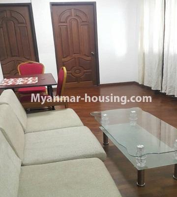 မြန်မာအိမ်ခြံမြေ - ငှားရန် property - No.4606 - ရန်ကင်း ဝါဝါ၀င်း အိမ်ရာတွင် ပရိဘောဂပါသောတိုက်ခန်း ငှားရန်ရှိသည်။anothr view of living room