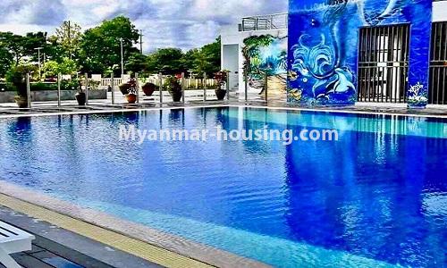 Myanmar real estate - for rent property - No.4608 - Ayar Chan Thar condominium room for rent in Dagon Seikkan! - swimming pool view