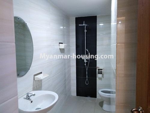 Myanmar real estate - for rent property - No.4611 - Furnished Thazin Condominium room for rent in Ahkibe! - bathroom view