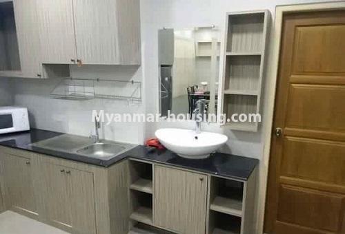 Myanmar real estate - for rent property - No.4613 - Furnished three bedroom condominium room for rent near Hledan Junction! - another view of kitchen