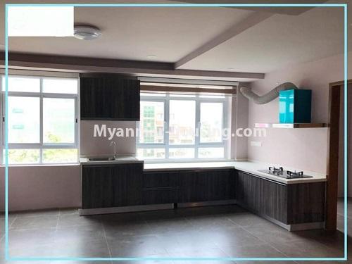 Myanmar real estate - for rent property - No.4614 - One bedroom Sein Lae Aung condominium room for rent in Yankin! - kitchen view