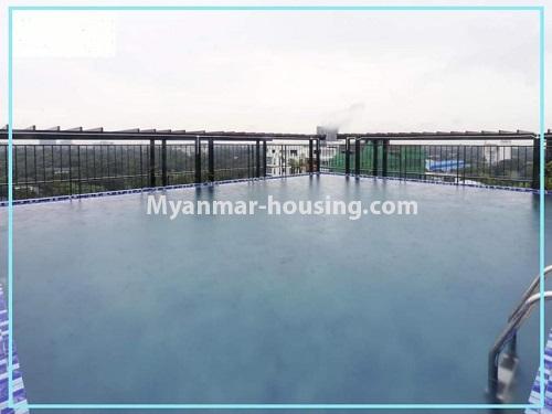 Myanmar real estate - for rent property - No.4614 - One bedroom Sein Lae Aung condominium room for rent in Yankin! - swimming pool view