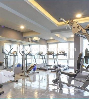 Myanmar real estate - for rent property - No.4615 - Two bedroom Sein Lae Aung condominium room for rent in Yankin! - gym view