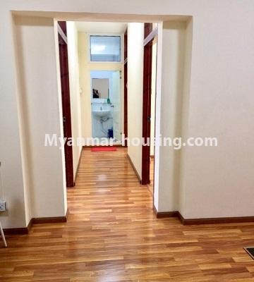 Myanmar real estate - for rent property - No.4618 - Two bedroom Yatana Hninzi condominium room for rent in Dagon Seikkan! - corridor view