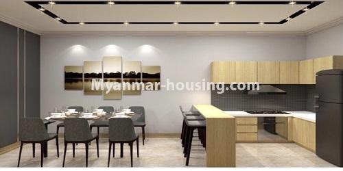 Myanmar real estate - for rent property - No.4619 - Cosy Sanchaung Garden Condominium Pent House with three bedrooms for rent in Sanchaung! - kitchen and dining area veiw
