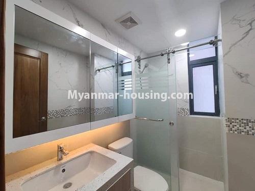 Myanmar real estate - for rent property - No.4631 - Standard Time City Condominium room for rent in Kamaryut. - master bedroom bathroom 